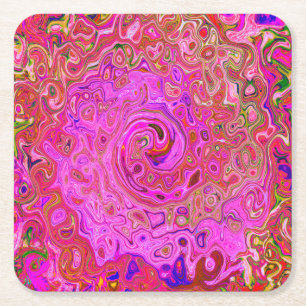 Dessous-de-verre Carré En Papier Couleurs marbrées roses chaudes Abstrait torse rét