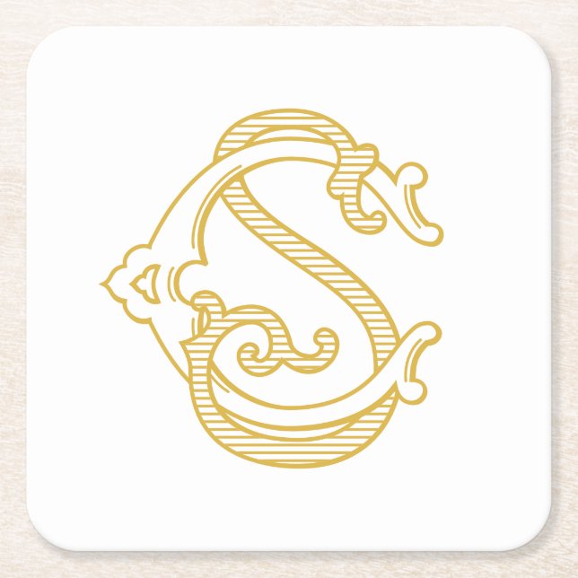 Dessous-de-verre Carré En Papier COULEURS MODIFIABLES SC Monogramme CS Dessous de v (Devant)