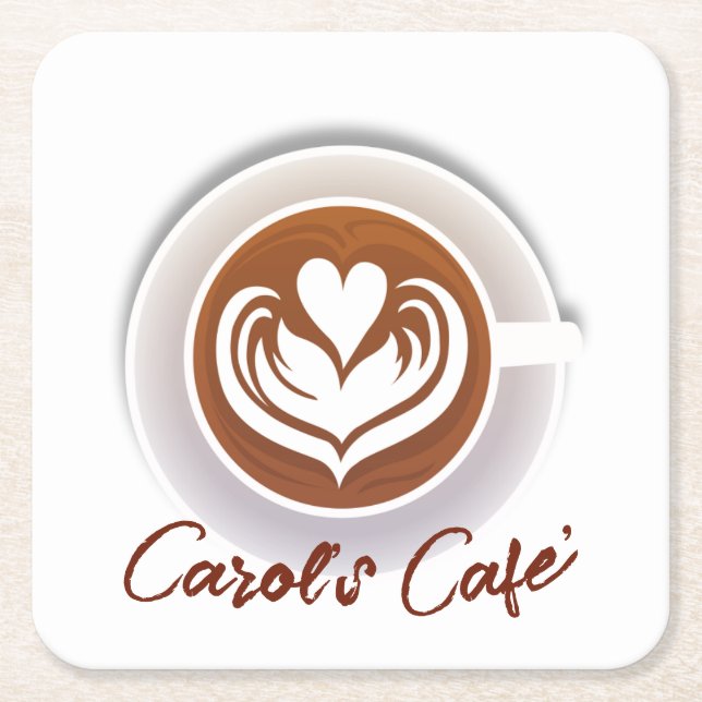 Dessous-de-verre Carré En Papier Coupe Latte Coffee (Devant)