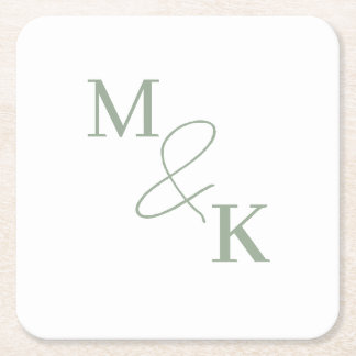 Dessous-de-verre Carré En Papier Couples Initiales Monogramme photo rétro
