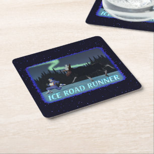 Dessous-de-verre Carré En Papier Coureur de route sur glace