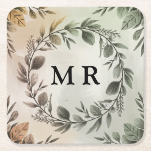 Dessous-de-verre Carré En Papier Couronne de lettres initiales personnalisables - M