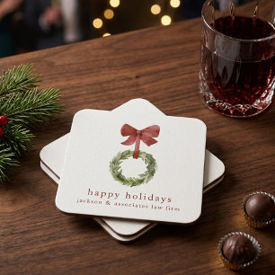 Dessous-de-verre Carré En Papier Couronne de Noël scandinave ruban rouge