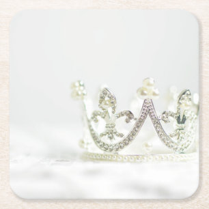 Dessous-de-verre Carré En Papier Couronne de Princesse d'Argent