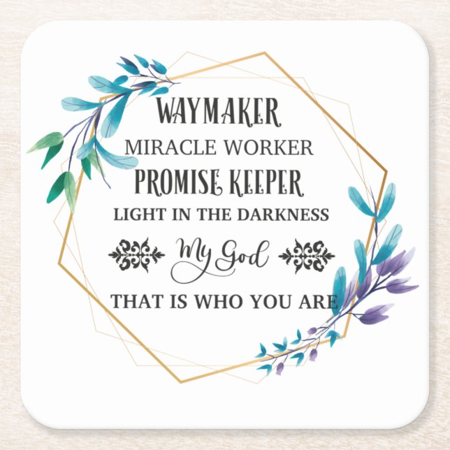 Dessous-de-verre Carré En Papier Couronne florale bleue chrétienne (Devant)