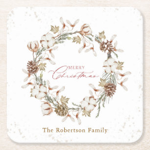 Dessous-de-verre Carré En Papier Couronne minimaliste de Noël