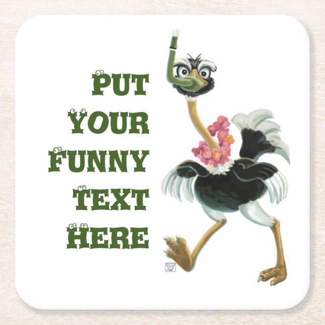 Dessous-de-verre Carré En Papier Course d'autruche dans le marais (Devant)