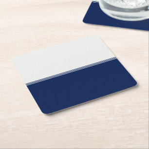 Dessous-de-verre Carré En Papier Coutume moderne de bleu marine de rayures