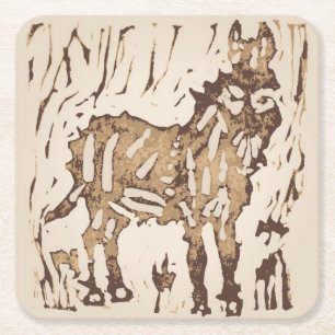 Dessous-de-verre Carré En Papier Couverture Âne Mouton Imprimé en Relief - âne brun