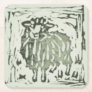Dessous-de-verre Carré En Papier Couverture d'âne de mouton d'impression de bloc -