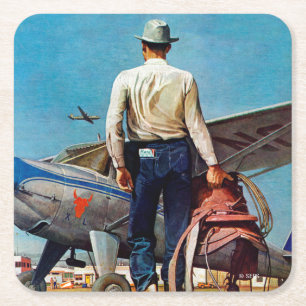 Dessous-de-verre Carré En Papier Cowboy de vol par Mead Schaeffer