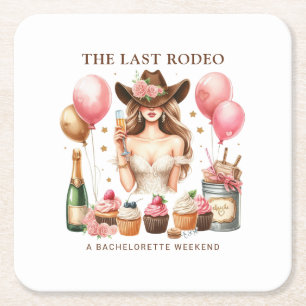 Dessous-de-verre Carré En Papier Cowgirl Western Rodeo Bachelorette Fête des mariée