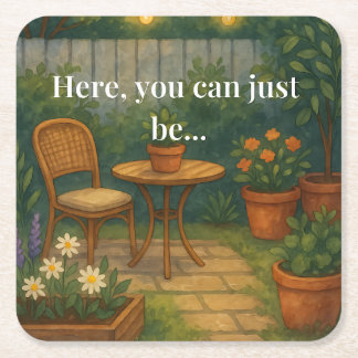 Dessous-de-verre Carré En Papier Cozy Garden Throw Pillow – 'Here, You Can Just Be'