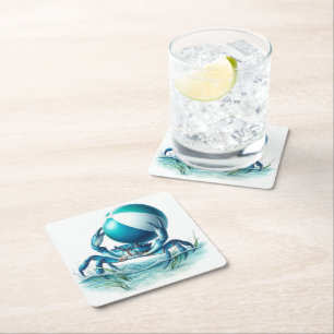 Dessous-de-verre Carré En Papier Crabe bleu