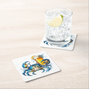 Dessous-de-verre Carré En Papier Crabe bleu