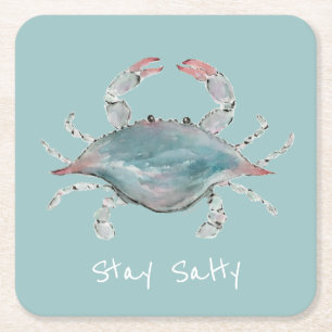 Dessous-de-verre Carré En Papier Crabe bleu à l'aquarelle