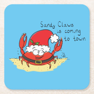 Dessous-de-verre Carré En Papier Crabe Noël Tropical Funny
