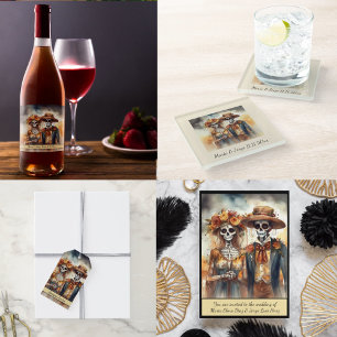 Dessous-de-verre Carré En Papier Crâne sucre, chérie, personnalisé