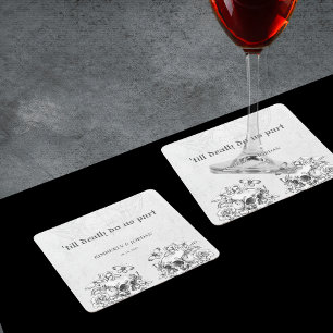 Dessous-de-verre Carré En Papier Crânes gothiques jusqu'à la mort ne nous séparons 