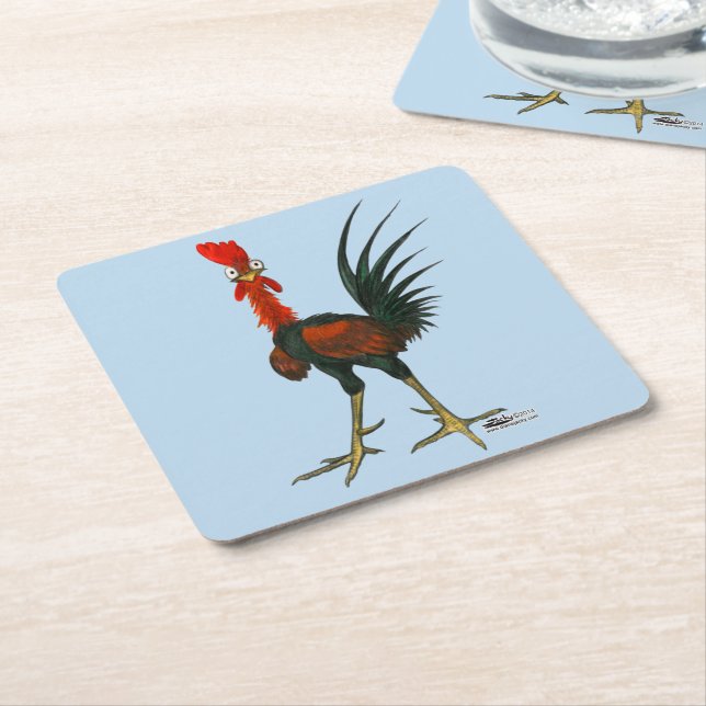 Dessous-de-verre Carré En Papier Crazy rooster (Incliné)