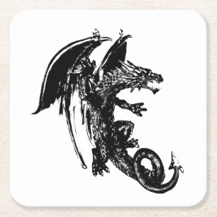 Dessous-de-verre Carré En Papier Créature du Royaume des Ombres Serpent du Ciel Noc