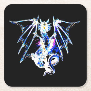 Dessous-de-verre Carré En Papier Créature marine Dragon Fantastique sombre Concepti