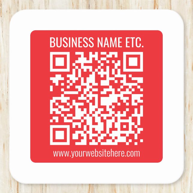 Dessous-de-verre Carré En Papier Créez instantanément votre propre code QR | Rouge  (Créateur téléchargé)
