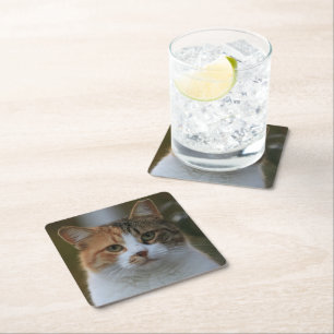 Dessous-de-verre Carré En Papier Créez Votre Propre Photo de Chat Personnalisée