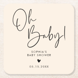 Dessous-de-verre Carré En Papier Crème Beige Oh Baby Baby shower Boho moderne