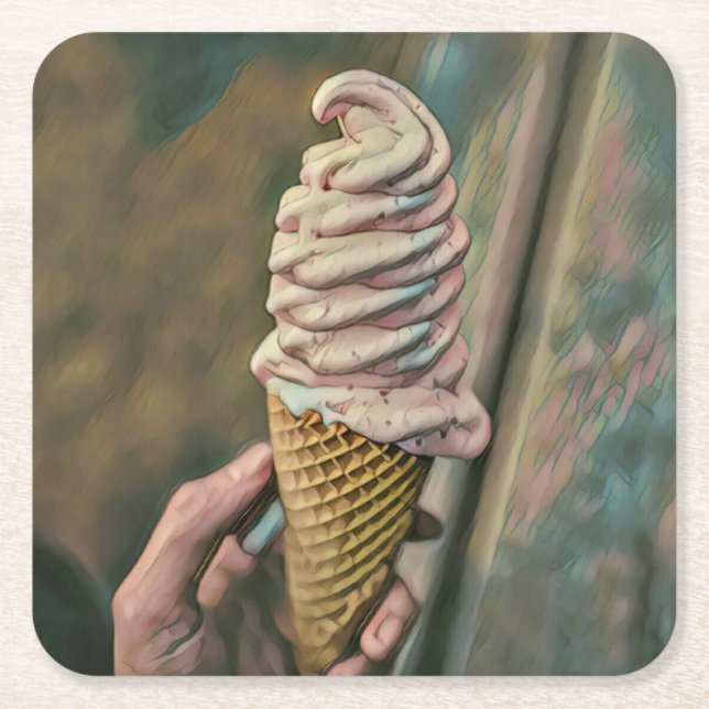 Dessous-de-verre Carré En Papier crème glacée froide cool (Devant)
