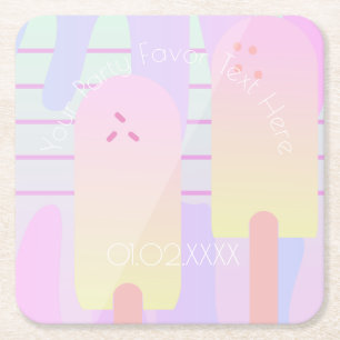 Dessous-de-verre Carré En Papier Crème glacée mignonne Pastel Summer Ombré