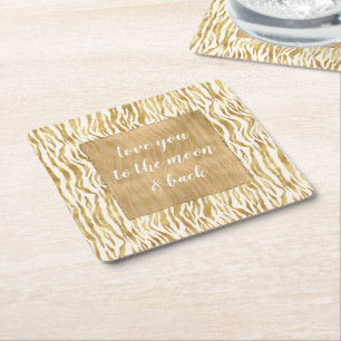 Dessous-de-verre Carré En Papier Crème Gold Zebra Print