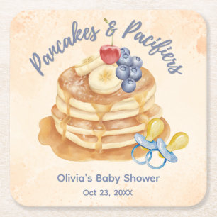 Dessous-de-verre Carré En Papier Crêpes aux Fruits & Tétines Gingham Baby Shower