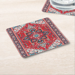 Dessous-de-verre Carré En Papier Crimson Heirloom : Patrimoine marocain Rug Art