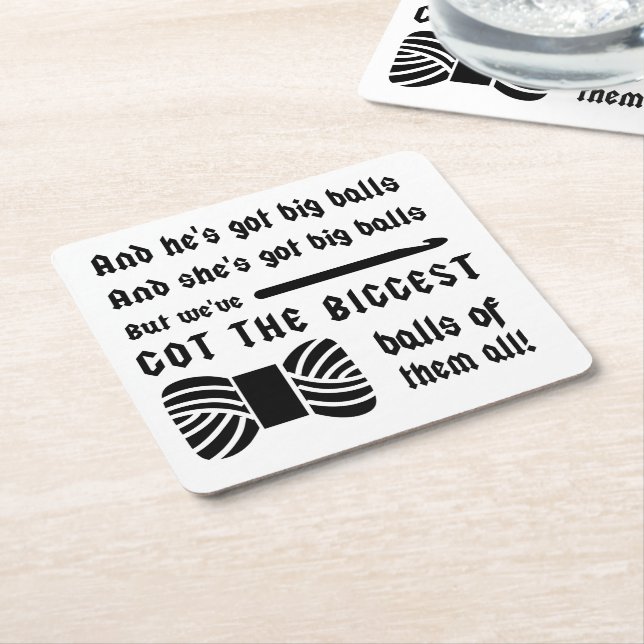 Dessous-de-verre Carré En Papier Crochet ・ Grosses boules d'artisanat de fils (Incliné)