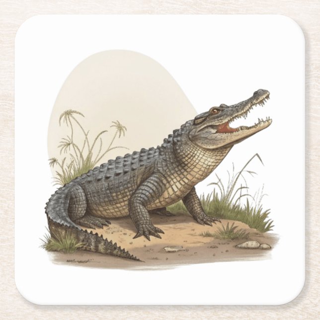 Dessous-de-verre Carré En Papier Crocodile (Devant)