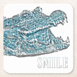Dessous-de-verre Carré En Papier Crocodile du sourire
