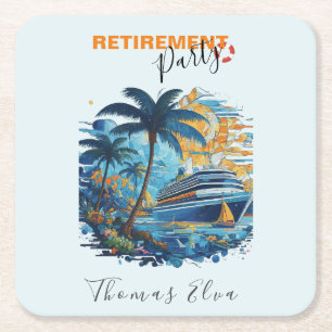 Dessous-de-verre Carré En Papier Croisière à la retraite, Croisière