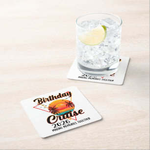 Dessous-de-verre Carré En Papier Croisière d'anniversaire 2026 Créer des souvenirs 