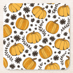 Dessous-de-verre Carré En Papier Croquis citrouilles : motif sans couture dessiné à