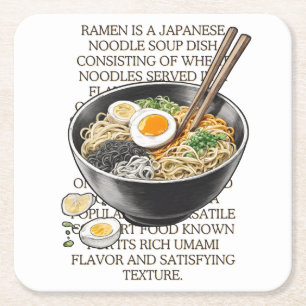 Dessous-de-verre Carré En Papier Croquis vintage de Ramen par CallisC Arts ⭐ ⭐ ⭐ ⭐ 