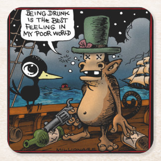Dessous-de-verre Carré En Papier Crow Drinky Être Dessous de verre ivre