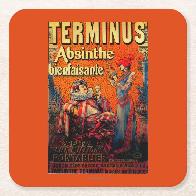 Dessous-de-verre Carré En Papier Cru PosterEurope d'absinthe de terminus (Devant)