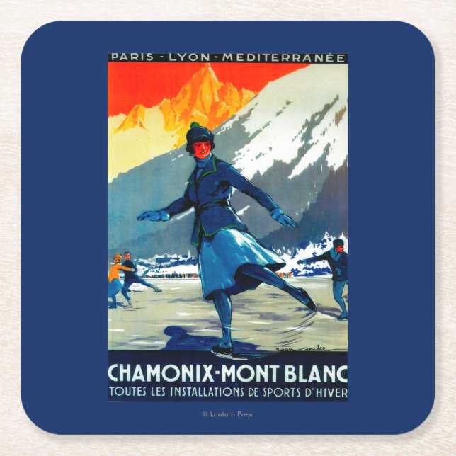 Dessous-de-verre Carré En Papier Cru PosterEurope de Chamonix-Mont Blanc (Devant)