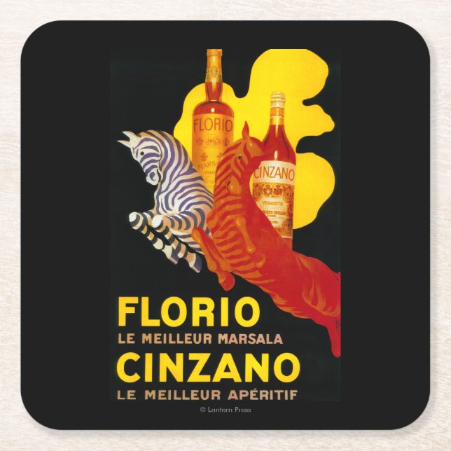 Dessous-de-verre Carré En Papier Cru PosterEurope de Florio Cinzano (Devant)