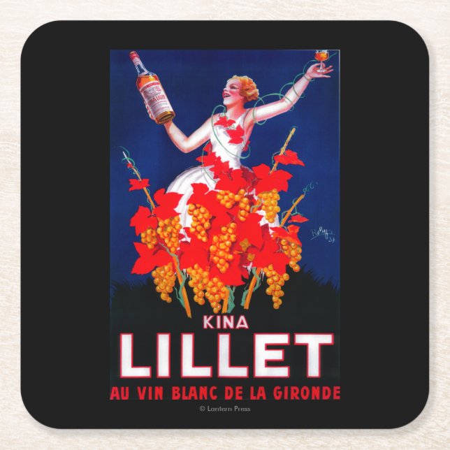 Dessous-de-verre Carré En Papier Cru PosterEurope de Lillet de kinas (Devant)