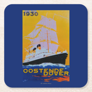 Dessous-de-verre Carré En Papier Cru PosterEurope d'Oostende Douvres