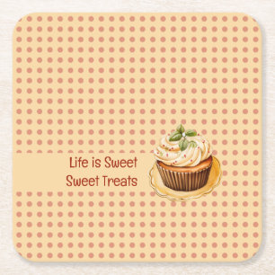 Dessous-de-verre Carré En Papier CupCakes et points