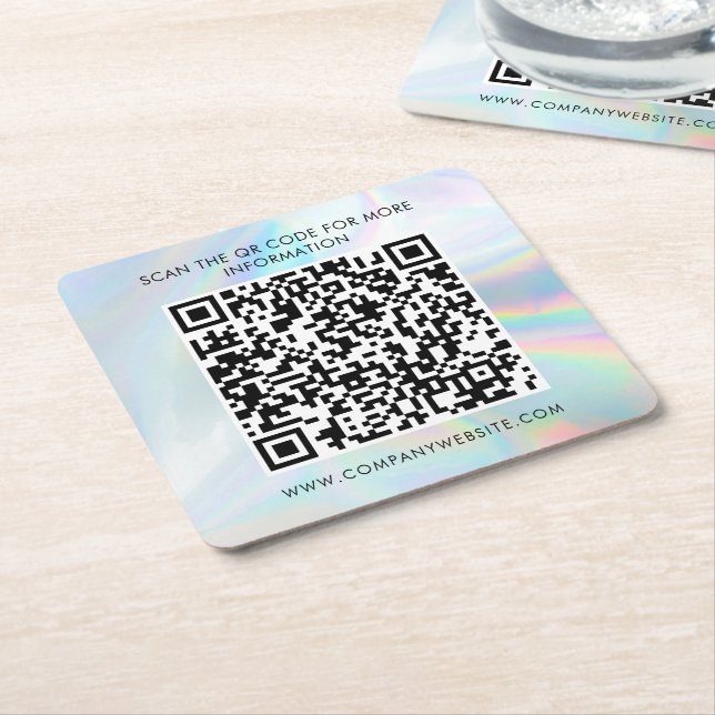 Dessous-de-verre Carré En Papier Custom Business QR Code Holographic Marketing (Incliné)