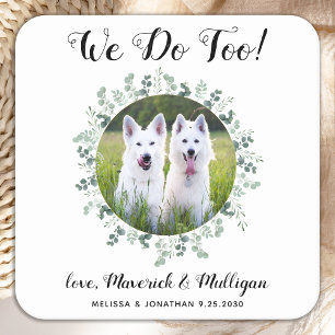 Dessous-de-verre Carré En Papier Custom We Do Too Eucalyptus Chien Photo Mariage an
